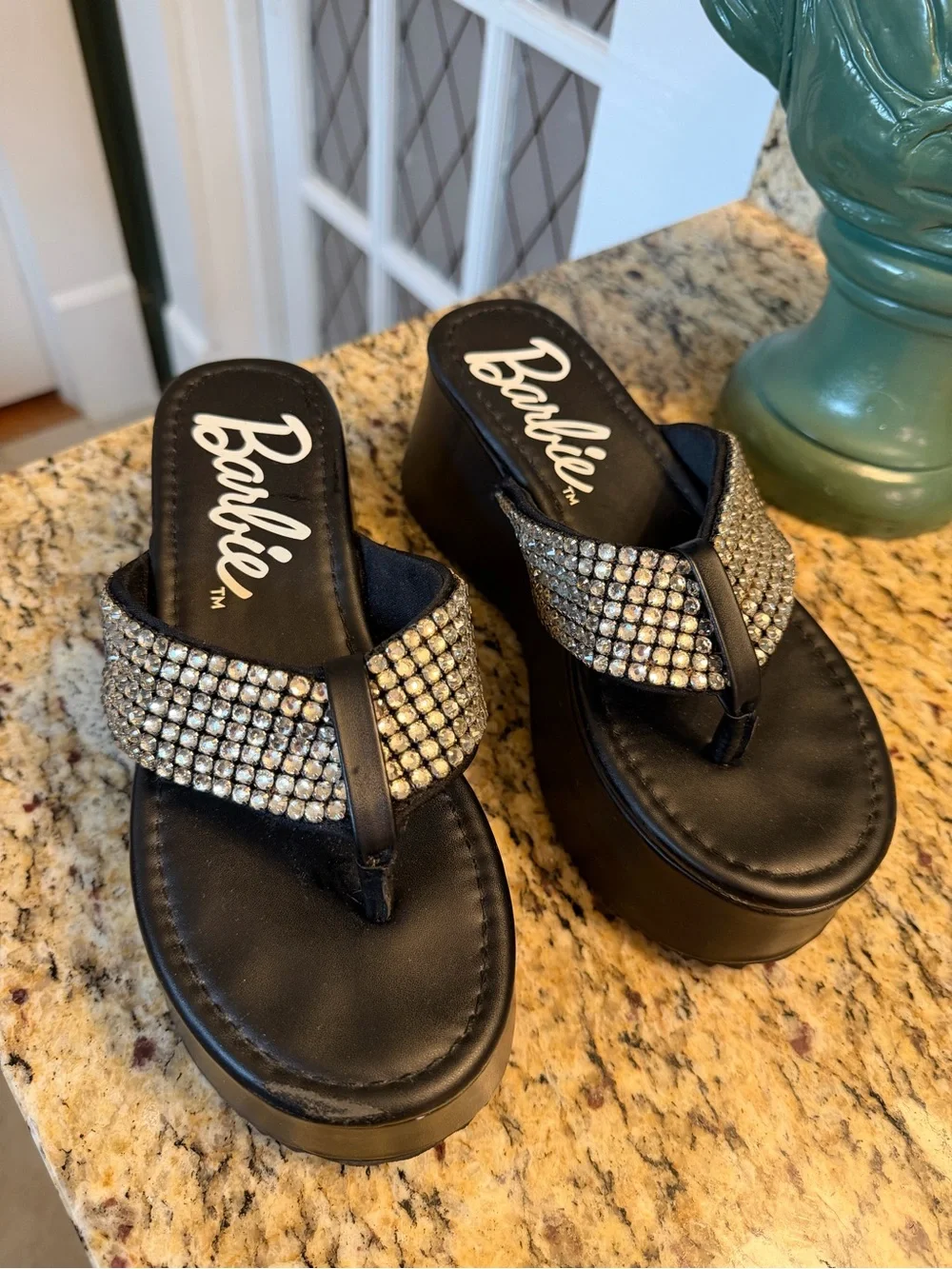 BARBIE platform sandal flip flop rhinestone thongs